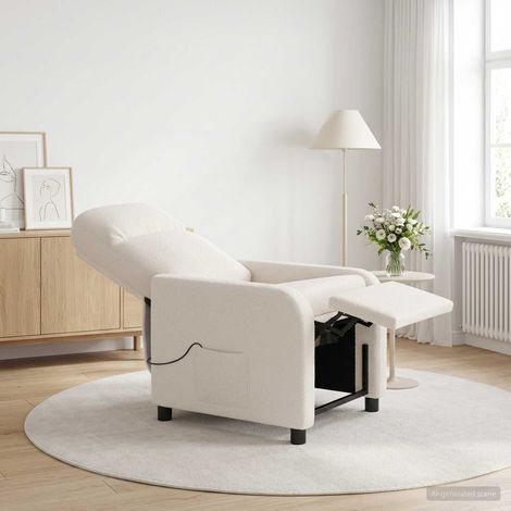vidaXL Fauteuil de massage inclinable Crème Bouclé (1/5)