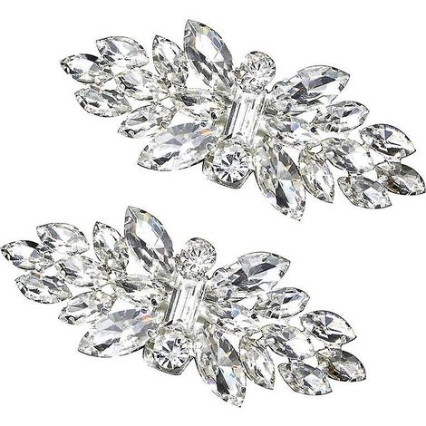 1 Paire Chaussure Clips Cristal Strass En Acier Inoxydable Bricolage Artisanat Dcouvertes Accessoires Decoration Mariage Argent (1/5)