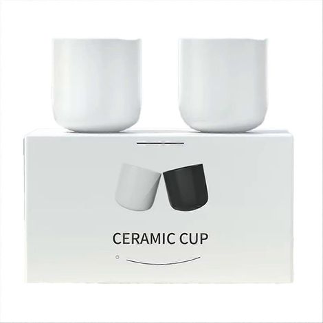 2 pièces céramique tasse à café lot Espresso Latte Milk et Cold Brew Thickened Design Ideal pour cuisine et maison blanc (1/5)
