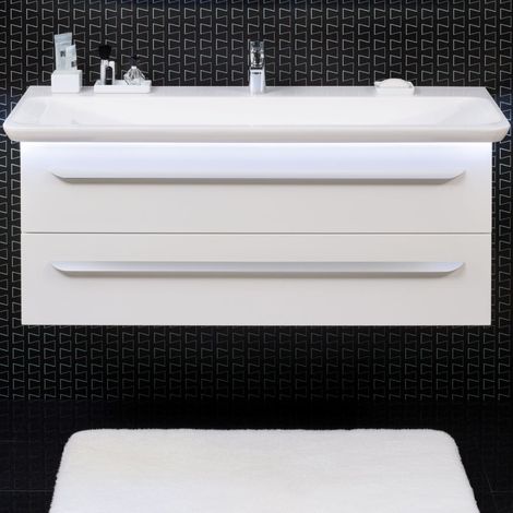 Lanzet M9 Badmöbel Set 3-teilig, 130cm breit, Weiß, mit LED-Beleuchtung"-"90134145