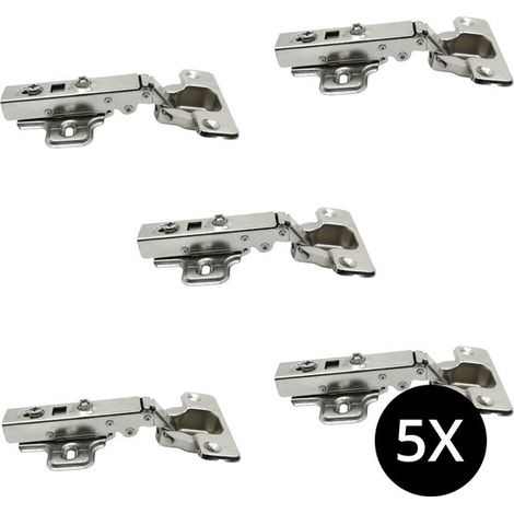 5 pièces - Charnières Soft Close pour meubles - Charnières de porte d'armoire - Charnières à fermeture amortie - Ferrures de meuble (1/4)