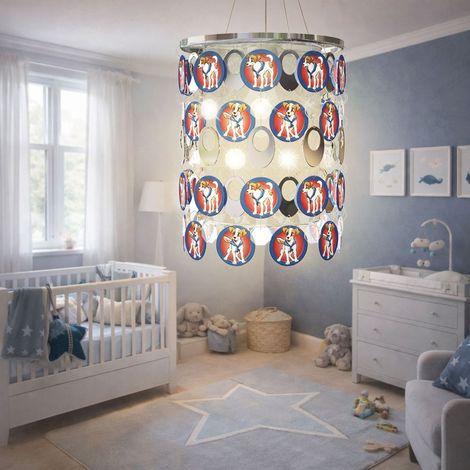 Abat-jour Lampe pour enfants Lampe à suspendre Chiens Lampe pour chambre d'enfant Abat-jour Chien, cristaux chromés, DxH 23x33 cm (1/5)