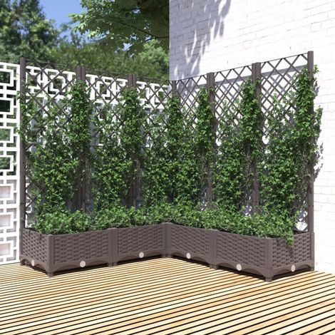 Jardinière Bac A Fleur  avec treillis Marron 120x120x121,5 cm PP 43688 (1/5)