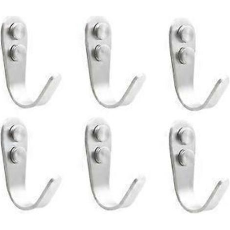 SZTXJ Lot de 6 crochets pour peignoirs en acier inoxydable, crochet mural simple pour porte-serviettes, crochets muraux universels, pour cuisine et salle de bain (L) (1/4)