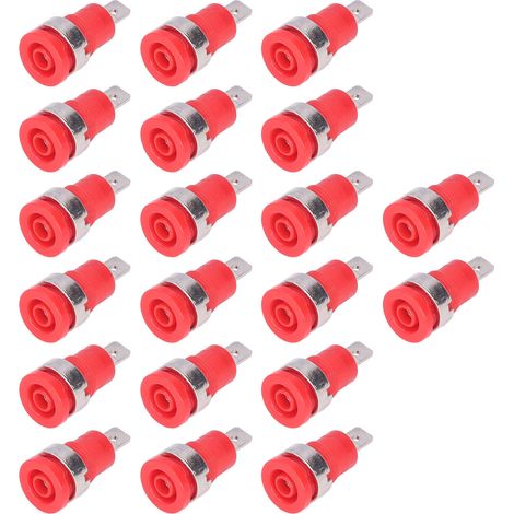 Lot de 20 Douilles Banane 4mm, Connectivité Robuste, Résistance à la Corrosion, Haute Performance, Accessoires de Test Électrique Rouges (1/5)
