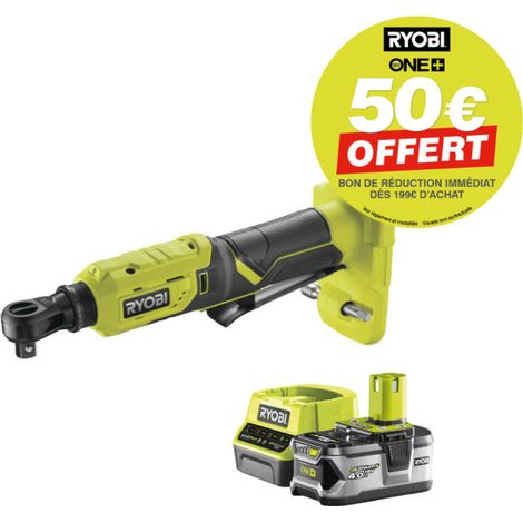 Pack RYOBI Clé à cliquet 18V One+ R18RW3-0 - 1 Batterie 4.0Ah - 1 Chargeur rapide RC18120-140 (1/5)