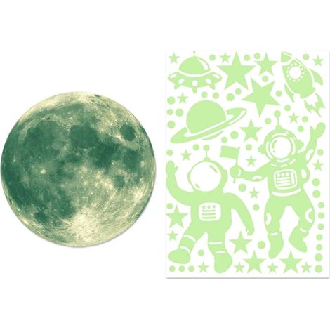 1 Kit Autocollant, Étoile, Phosphorescent, Planète, Lune, Astronaute, Chambre enfant(Q3 : Nouveaux produits pour le mois d'août) (1/5)