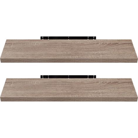 Étagères Murale, Etagere Murale 120cm, Helles Kaffeebraun MDF 2er Étagère de Rangement Décorative Flottante, Geeignet für die Installation in Wohnzimmer, Schlafzimmer, Badezimmer, Flur (1/5)