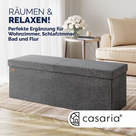CASARIA® Sitzbank mit Stauraum Faltbar Gepolstert Deckel Schlafzimmer Wohnzimmer Flur Sitztruhe Truhenbank Polsterbank XL