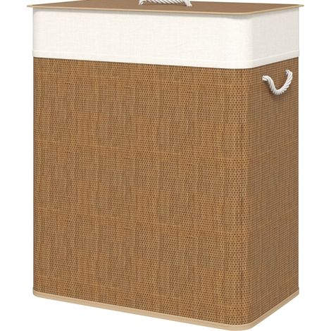 Bambus-Wäschekorb mit Deckel, 100 l, braun (1/4)