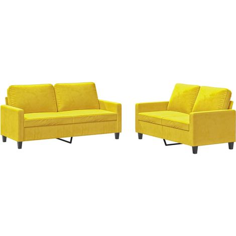 vidaXL Set di Divani 2 pz con Cuscini giallo in Velluto (1/5)