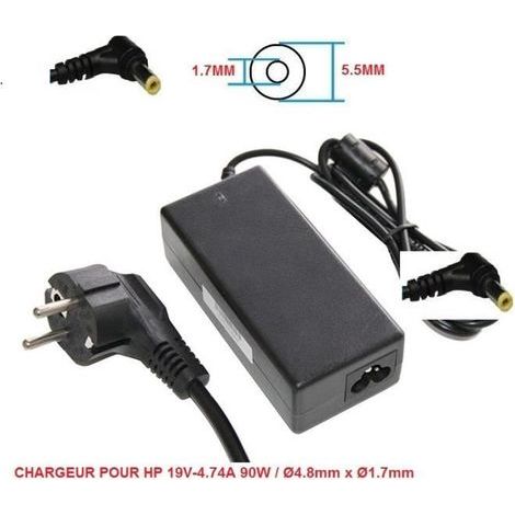 CHARGEUR ALIMENTATION COMPATIBLE POUR HP 19V-4.74A 90W / Ø4.8mm x Ø1.7mm-Ywey