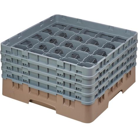 Casier à verres 25 compartiments Camrack beige hauteur max 215mm - 500 x 500 x 267 mm - CAMBRO