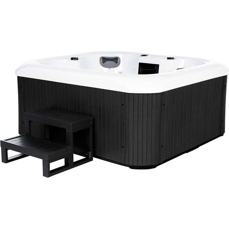 Home Deluxe – Spa rigide extérieur 4 personnes – 19 jets de massage – Couverture thermique incluse – Dimensions 180 x 160 x 79 cm – WPC résistant