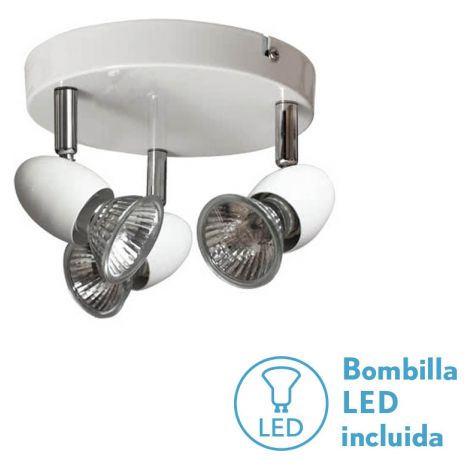 Plafonnier Spot Sonora Blanc 3xGU10 avec Ampoules (Ø17x13cm)