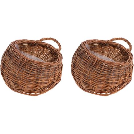 2 Stück hängende Blumenkörbe aus Rattan für Garten und
