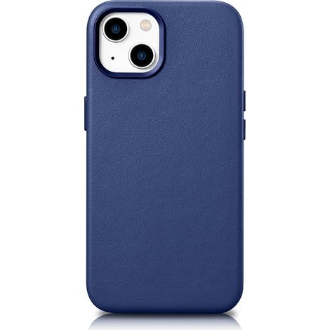 Custodia in pelle naturale per iPhone 14 Plus Custodia MagSafe Pelle blu (1/5)