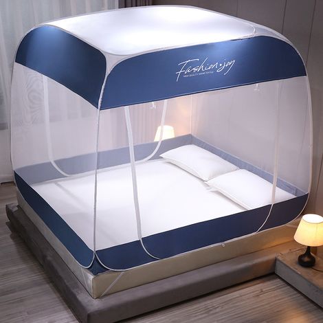 Moustiquaire 3 portes fond complet pliable sans perçage, moustiquaire lit double ou simple, protection anti-moustiques pour maison, housse de couchage pliante, filet moustiquaire domestique (1/5)
