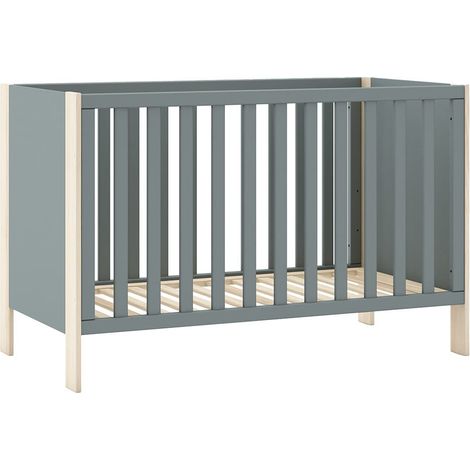 KAINA - Lit Bébé 60x120cm MDF et Pin Coloris Gris Vert et Naturel (1/5)