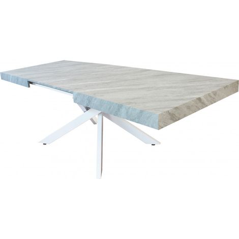 Tavolo allungabile con piano in mdf e struttura in metallo 90x160/240xH75 cm Danne -  Bianco e grigio
