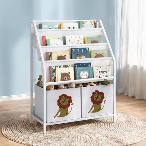 Bibliothèque enfant Montessori 60 x 30 x 76 cm en métal et tissu (1/5)