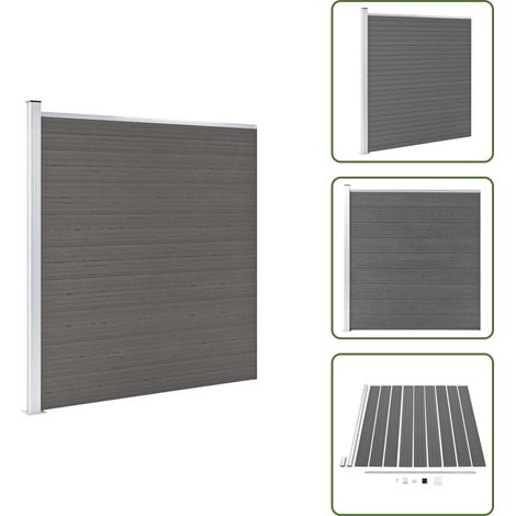 Clôture de jardin WPC 175x186 cm Gris - Clôture Jardin - Clôture Résidentielle - Clôture WPC - Clôture Composite - Clôture Grise (1/5)