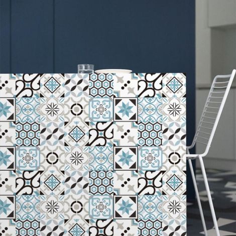 Autocollants carrelage salle de bain et cuisine 20 pièces 10x10 cm - Décoration murale adhésive en PVC imperméable Carreaux de ciment mosaïque (1/4)