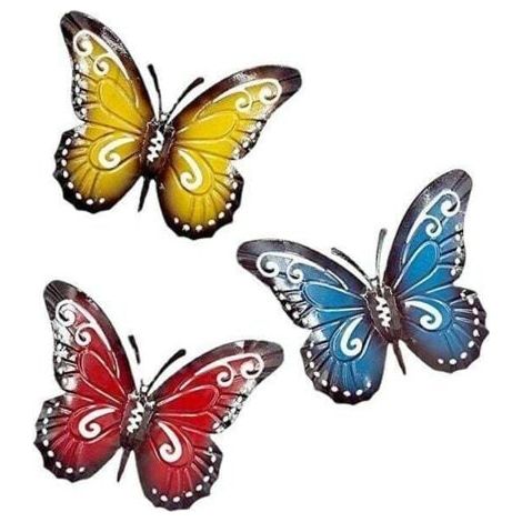 3 Pièces Métal Papillon Métal Papillon Décorations Murales Métal Papillon Mur Art Métal Papillon Jardin Décoration Murale pour Jardin Cour Clôture Salon Chambre Décoration (1/4)