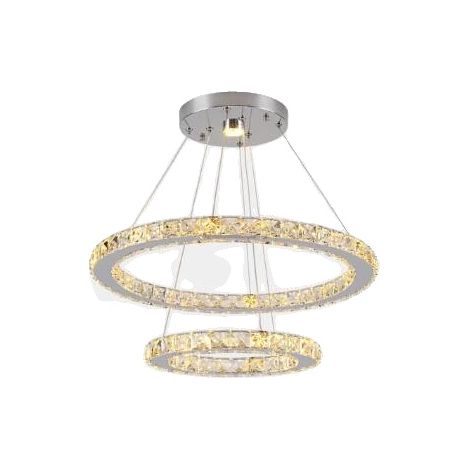 Lámpara de araña, iluminación LED, diseño elegante, 2 anillos D50XD30cm, control remoto regulable. (1/2)
