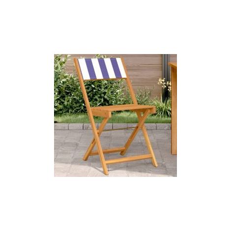 Chaises de bistrot lot de 2 bleu-blanc bois acacia massif tissu (1/5)