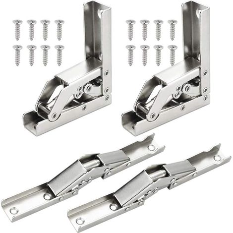 4 PCS 90 Degree Full Overlay Folding Hinges Stainless Steel Door Hinges Invisible Kitchen Cabinet Hinges with 16 Screws for Closet Cabinet Door 6.8x6.8x2.2cm
