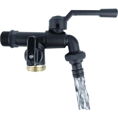 Nez de robinet，Robinet d'extérieur en cuivre Outils de Jardin extérieur à Double Sortie Bibcocks de 1/2 po - Séparateur de Tuyau d'arrosage séparateur de Robinet Robuste，Double Tête 6 Points D'une Té (1/4)