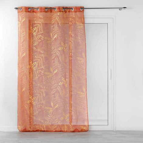 Rideau Voilage à Œillets "Belflor" 140x240cm Terracotta (1/4)