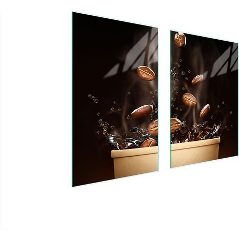 GLASSCHUTZPLATTE FÜR KÜCHE 65x52 KAFFEE