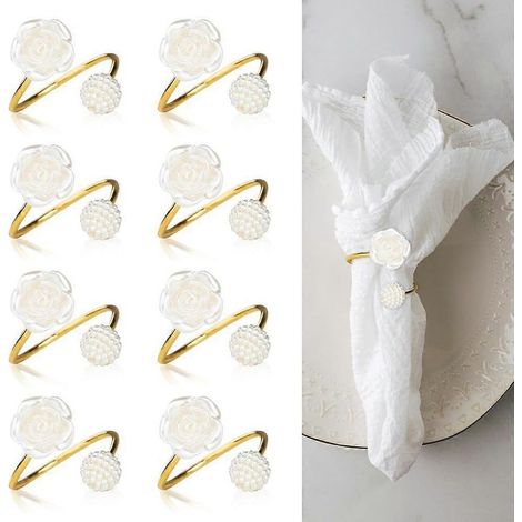 Ronds de serviette, anneaux de serviette dorés pour décoration de table, mariage, dîner, fête, Noël, anniversaire, Pâques, automne, Halloween, Thanksgiving (1/5)