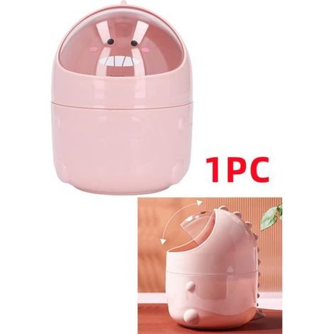 Poubelle de Bureau - Créative - Mini Poubelle avec Couvercle - Rose - 16x12cm - Pour Étudiant (1/3)