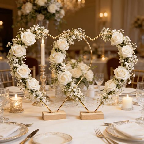 Lot de 3 ensembles de décorations de style nordique avec supports métalliques, lot double : 3 décorations en bois + 3 supports pour mariages, anniversaires et fêtes (1/5)