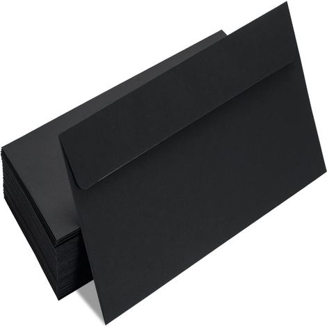 Irovami Enveloppes noires commerciales 100 – 24.1×10.5cm, épaisses – Idéal pour courrier, chèques, cartes (1/5)