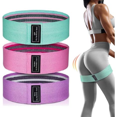 Bandes De Resistance - Pour Fesses Et Jambes - 3 Niveaux De Resistance - En Tissu Non Glissant - Lot De 3 (1/5)