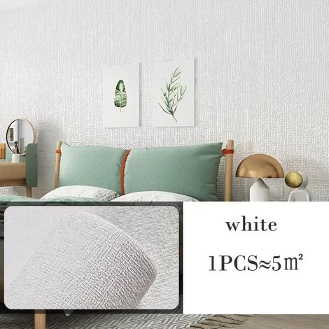 Papier peint autocollant épais 3D (blanc, 50 cm x 10 m), idéal pour la décoration, la rénovation et l'ameublement. (1/5)