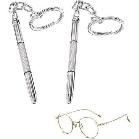 Mini tournevis pour lunettes, 4 en 1 en acier inoxydable, kit de réparation de lunettes, petit avec trousseau de clés, tournevis portable pour lunettes, bijoux et montres (2) (1/5)