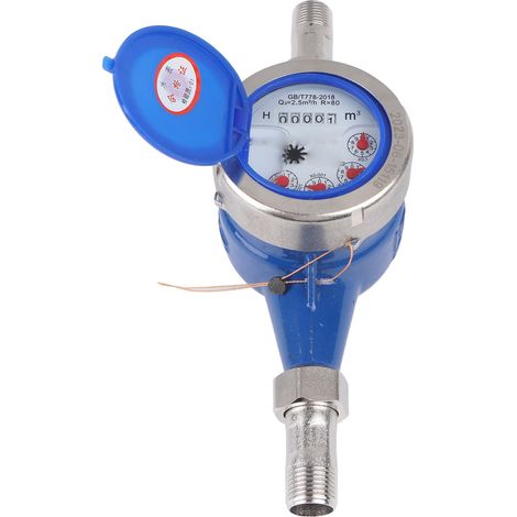 Compteur d'eau mécanique à rotor, couvercle en acier inoxydable DN15, usage domestique, raccords acier, compteur à palettes rotatives pour canalisation, édition exclusive Mexique. (1/5)