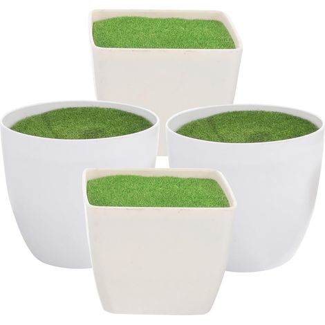 Lot De 4 Faux Pots De Fleurs Miniatures en Plastique avec Mousse Cache-Pots pour Plantes Artificielles Décoration Intérieure De Bureau Et Maison 3.74X3.74X3.35In (1/5)