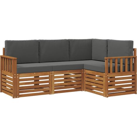 Set divani 4 pz Salotto da Giardino Naturale e Antracite Legno di Acacia Massello (1/5)