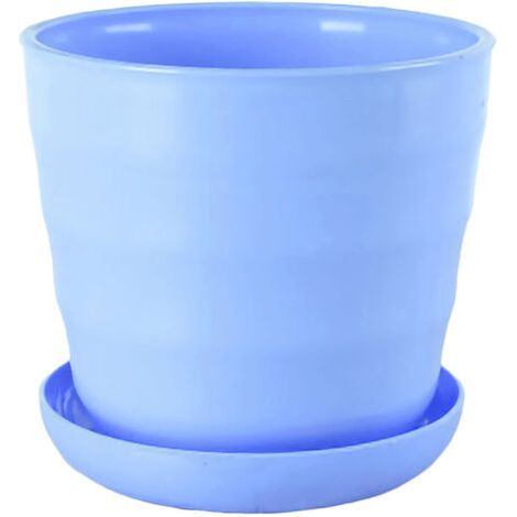Pot de Fleurs en Résine Plastique pour Succulentes Coloris Bleu Ciel avec Plateau Taille Spéciale (1/5)