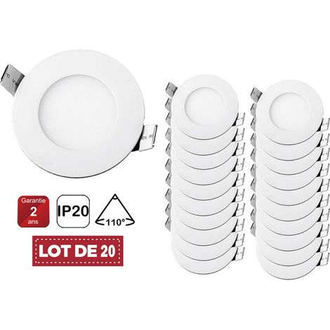 Lot de 20 Spot Encastrable Led Downlight Panel Extra plat 5w Blanc Chaud 3000k - Digilamp (1/5)