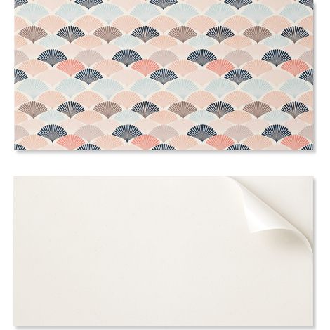 Panel de pared de vinilo estampado para comedor, 100x50 cm, dise帽o de ondas en forma de abanico.