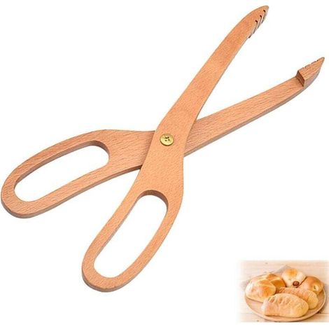 Salatzange, Brotzange, Salatzange aus Holz, ideal zum Kochen, Campen, Grillen, Buffets, Restaurants, Backen, Salatzange aus Buchenholz - Crezuo