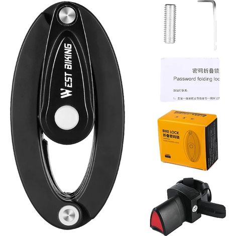 Lucchetto per bicicletta, design portatile, sicurezza con codice a 4 cifre, 85 cm - design UFO (1/2)