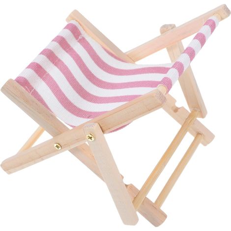 Support Téléphone en Bois Forme Fauteuil de Plage Multiposition en Toile, Décoration Intérieure Unique et Adorable pour Libérer Vos Mains (1/5)